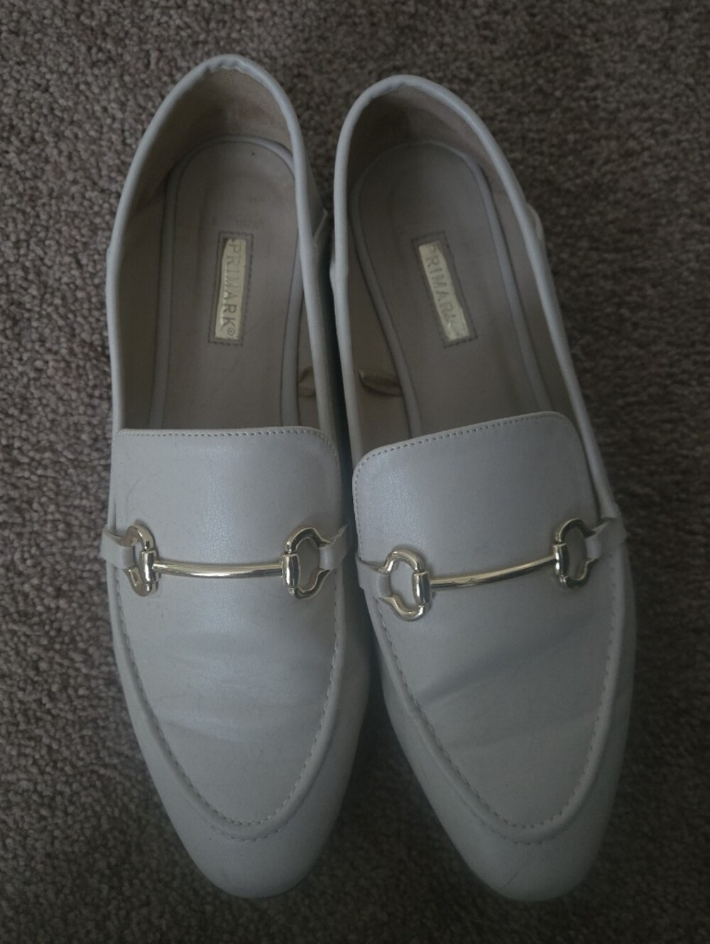 Primark Cream Slip-On Loafers with Gold Horsebit